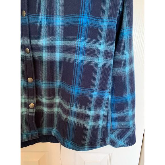 Orvis flannel shacket blue plaid women's medium - Picture 7 of 12